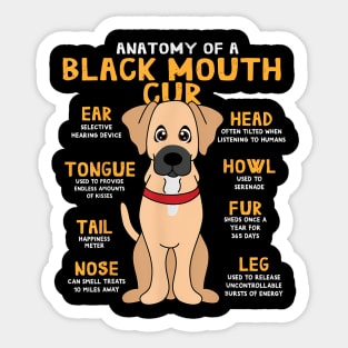 Black Mouth Cur Anatomy  Dog Mom Dad Cute Sticker